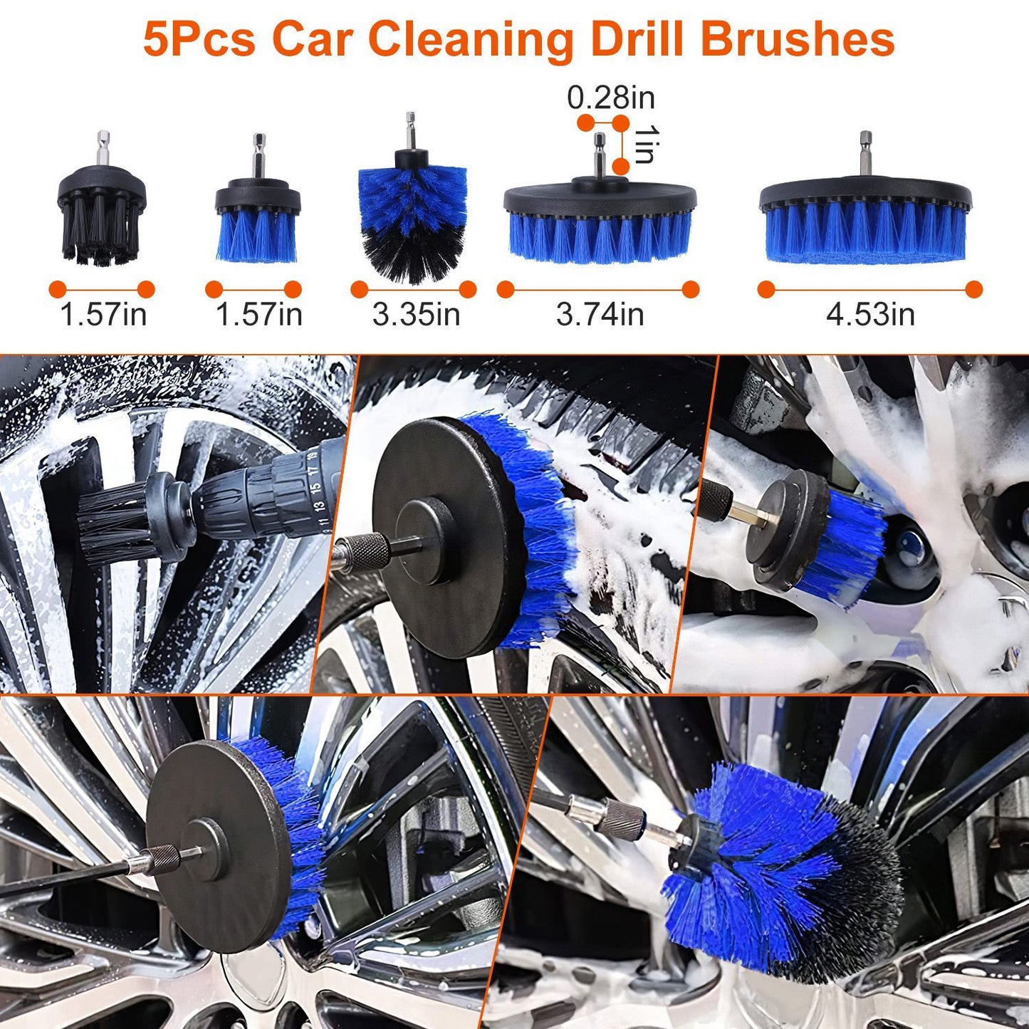 26Pcs Car Detailing Brush Kit Exterior Interior Car Cleaning Set Drill Brush Set Car Buffing Sponge Pads Kit For Cleaning Automobile Interior Exterior Wheels Dashboard