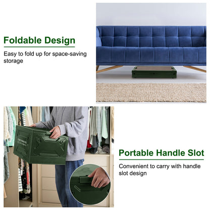 1Pc Folding Storage Bin Camping Collapsible Organizer Box Stackable Grocery Container Shelf Baskets With Cutting Board Top Lid 4 Side Lockable Doors Wheels For Camping Home Car RV