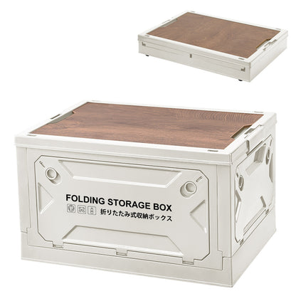 1Pc Folding Storage Bin Camping Collapsible Organizer Box Stackable Grocery Container Shelf Baskets With Cutting Board Top Lid 4 Side Lockable Doors Wheels For Camping Home Car RV