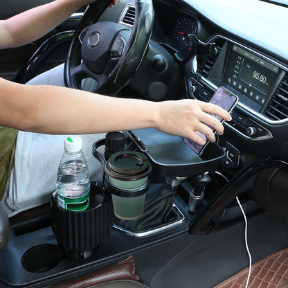 4-in-1 Car Cup Holder Tray FoodTable Phone Hold Car ExpanderDetachable 360 Degree Rotatable Expandable Base Car Desk