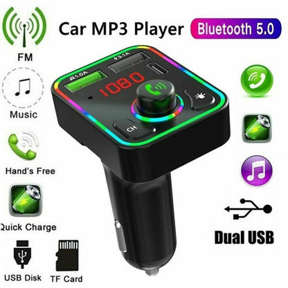 Car Bluetooth FM Transmitter USB Charger MP3 Player Handsfree Call 2PCS