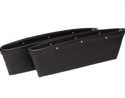 2pcs Car Seat Gap PU Leather Catch Catcher Box Caddy Slit Pocket Storage Organizer
