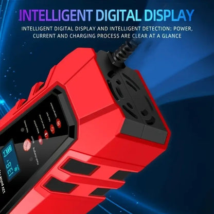 Smart 12V Car Battery Charger And Motorcycle Battery Maintainer, Easy To Operate, Full Power Self-stop, LCD Display, Battery Temperature Compensation, Without Battery