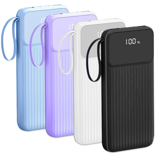 1Pc PD22W Fast Charger 20000mAh Fast Charging Power Bank Portable Charger With 4 Inbuilt Cables Digital Display Handle Fit For IOSPhone 15 14 Android And More