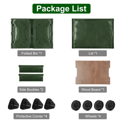 1Pc Folding Storage Bin Camping Collapsible Organizer Box Stackable Grocery Container Shelf Baskets With Cutting Board Top Lid 4 Side Lockable Doors Wheels For Camping Home Car RV