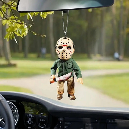 Printed Car Rearview Mirror Charms Interior Decoration Halloween Doll