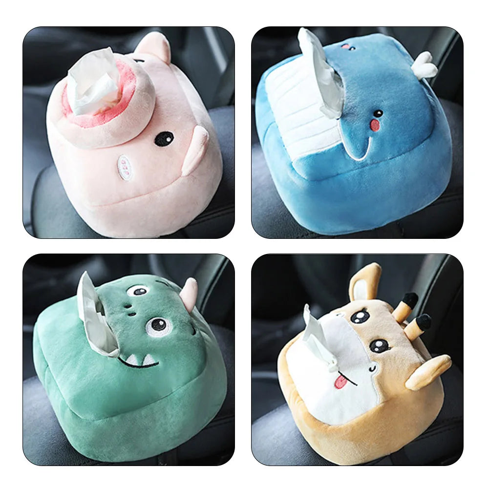 Car Tissue Box Plush Animals Cute Napkin Tissue Paper Holder