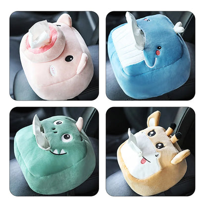 Car Tissue Box Plush Animals Cute Napkin Tissue Paper Holder