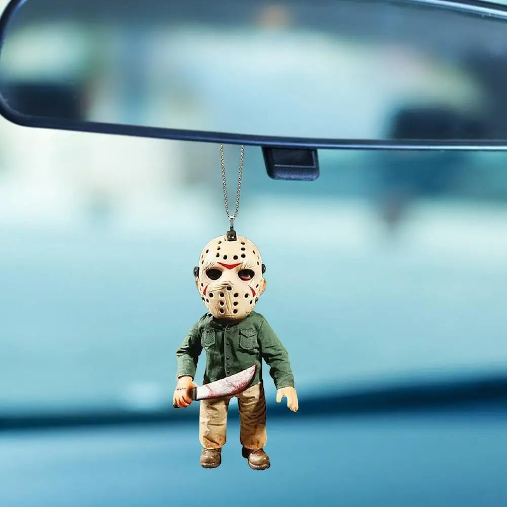 Printed Car Rearview Mirror Charms Interior Decoration Halloween Doll