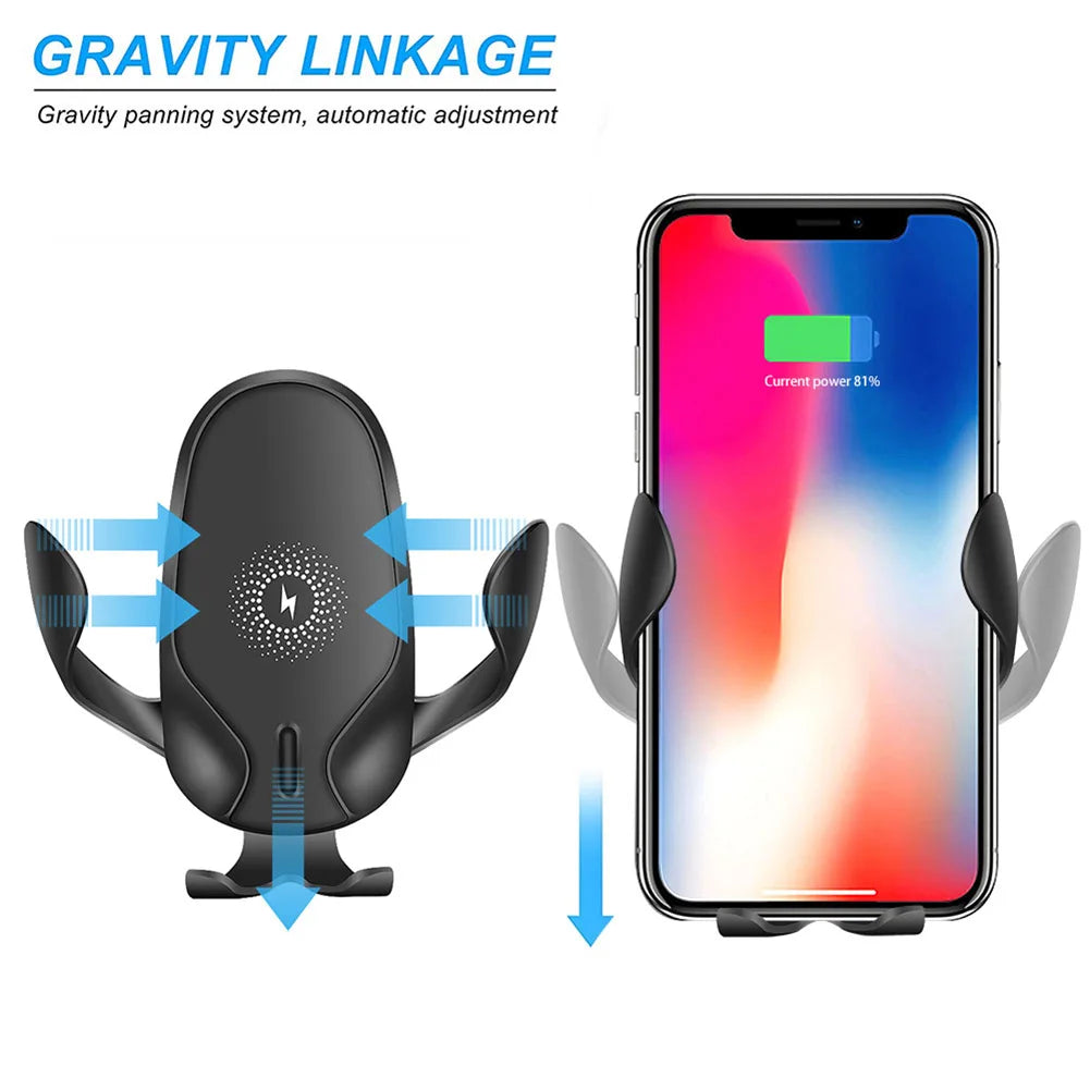 15W Car Fast Wireless Charger Mount Stand Gravity Clamping Fast Charging Holder