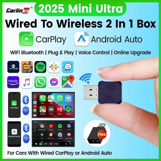2025 CarlinKit Mini Ultra/Mini 5 Pro Wired To Wireless Adapter