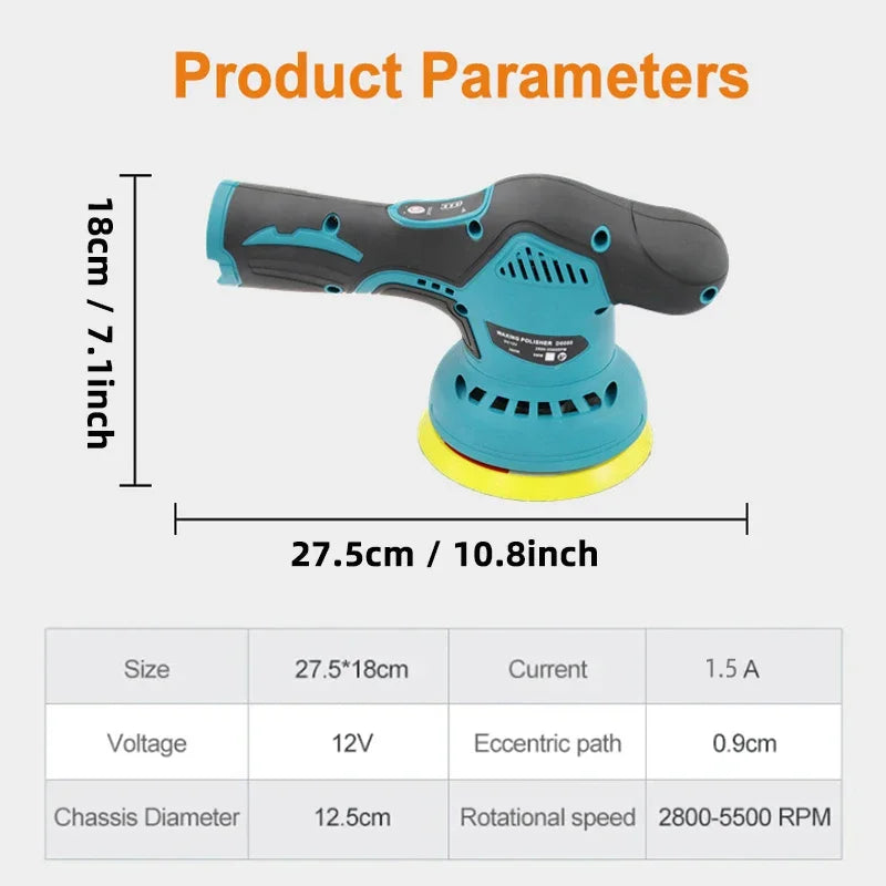 EAFC Polishing Machine For Car 12V Cordless Polisher 8 Gears 380W