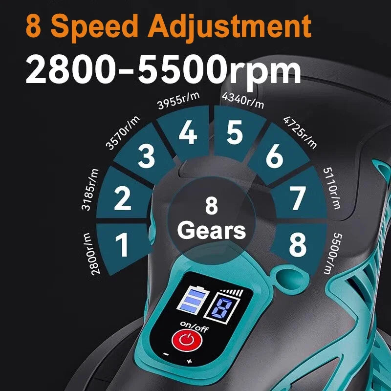 EAFC Polishing Machine For Car 12V Cordless Polisher 8 Gears 380W