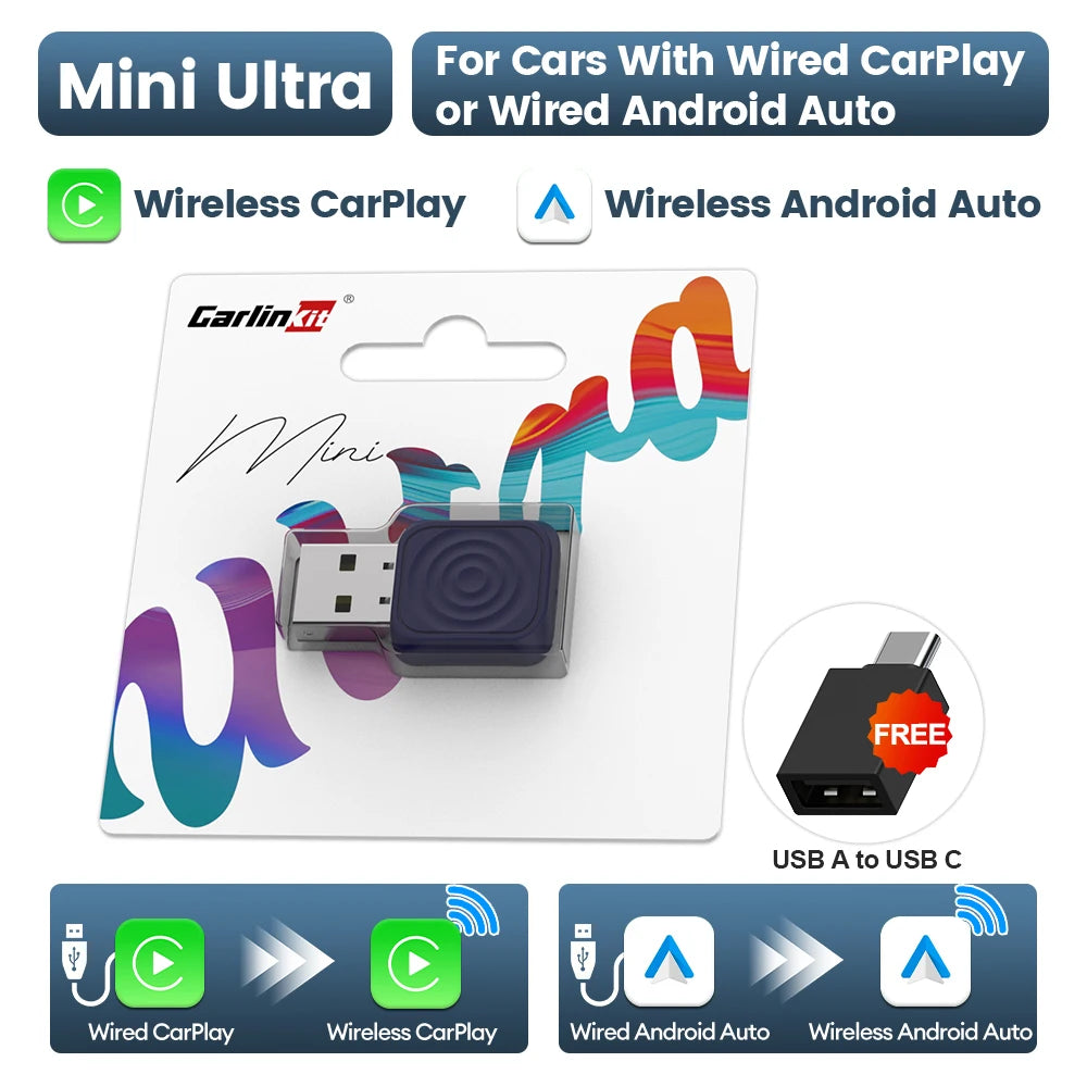 2025 CarlinKit Mini Ultra/Mini 5 Pro Wired To Wireless Adapter