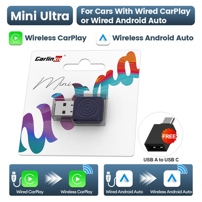 2025 CarlinKit Mini Ultra/Mini 5 Pro Wired To Wireless Adapter