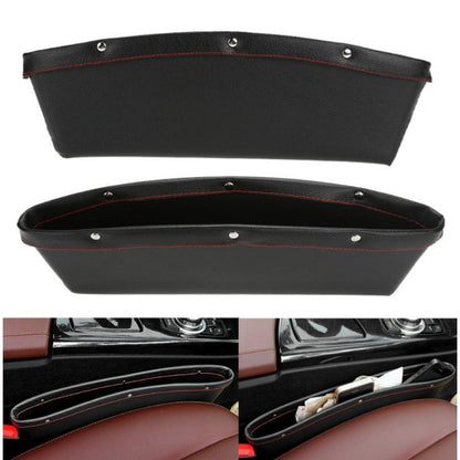 2pcs Car Seat Gap PU Leather Catch Catcher Box Caddy Slit Pocket Storage Organizer